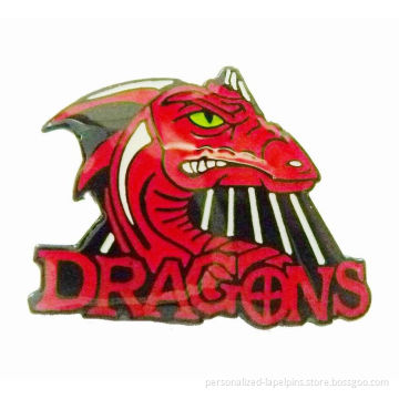 Custom Red Dragons Metal Iron Back Finish Personalized Lapel Pins With Butterfly Clutch